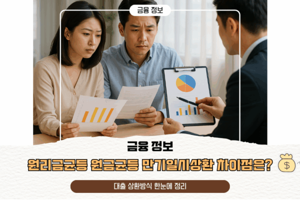 원리금균등 원금균등 만기일시상환 차이점은? 대출 상환방식 한눈에 정리
